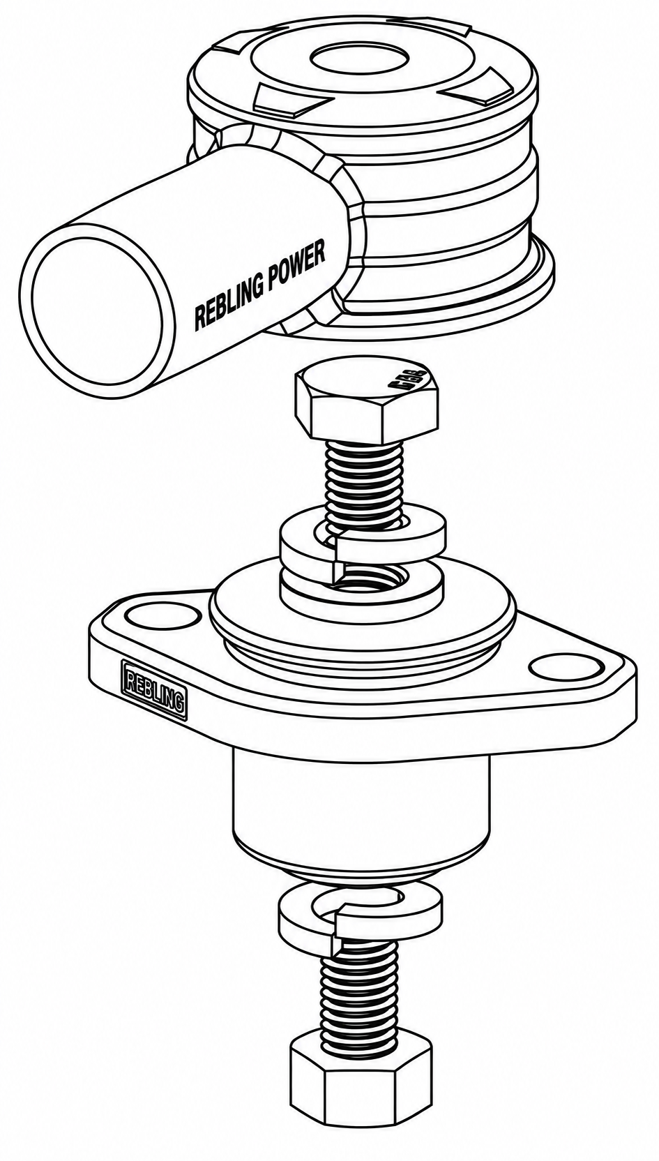 Rebling XFT 1,000 Amp Feed-Through Lithium Battery Terminal Dimensional Drawing Rebling XFT 1,000 amp feed-through lithium battery terminal dimensional drawing